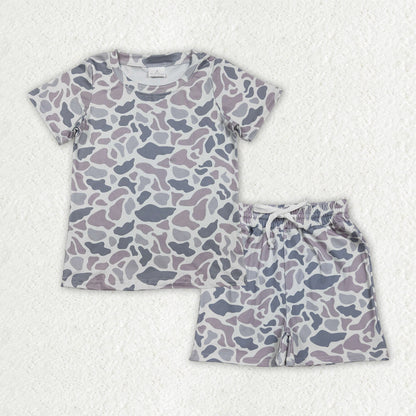 RTS Sibling Baby Boys Kids Short Sleeves Camo Shirts Pockets Shorts Sets Pajamas Clothes