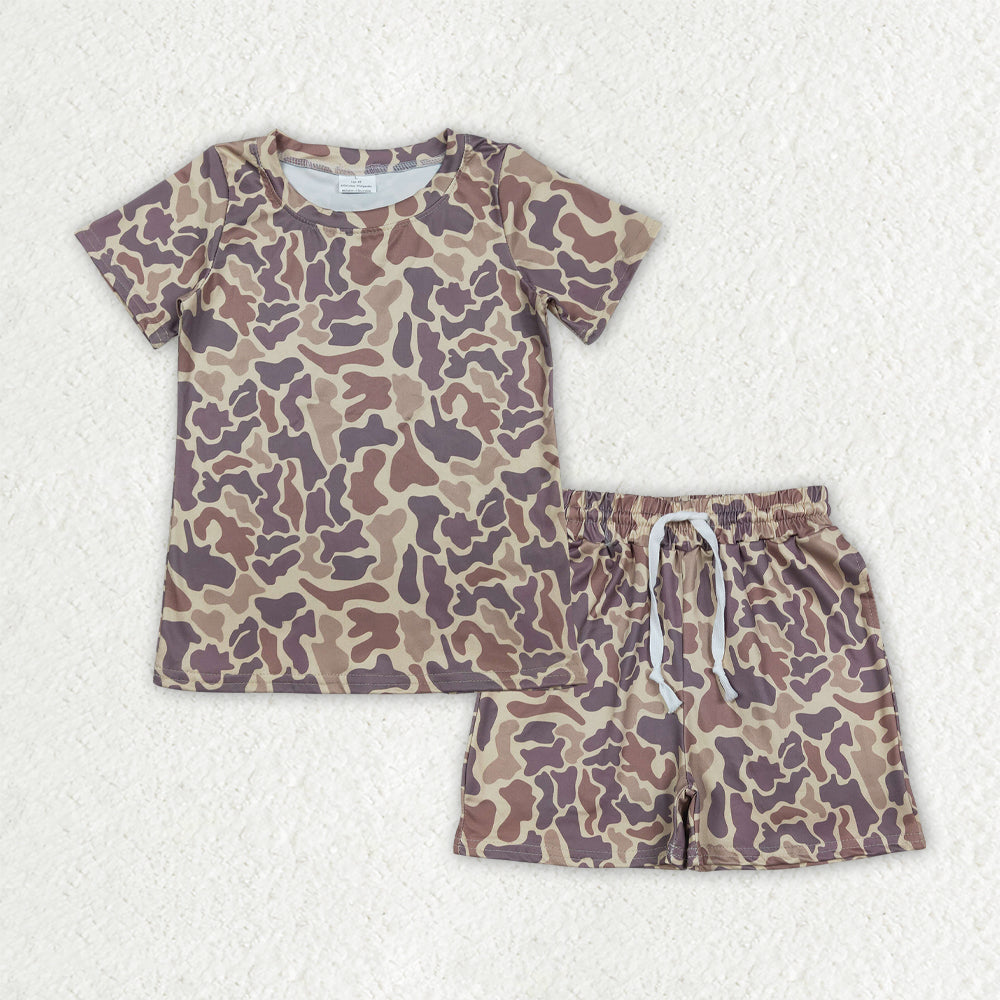 RTS Sibling Baby Boys Kids Short Sleeves Camo Shirts Pockets Shorts Sets Pajamas Clothes