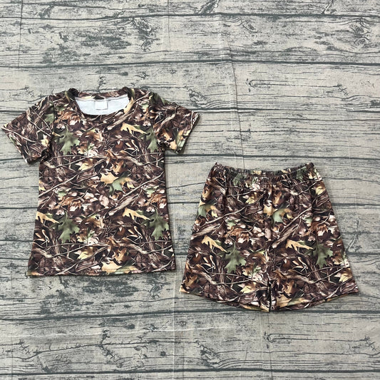 Preorder Baby Boys Kids Short Sleeves Shirt Shorts Leaves Camo Set Summer Clothes