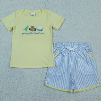 Sibling Baby Boys Girls Kids Short Sleeves Cartoon Rompers Set Embroidery Clothes