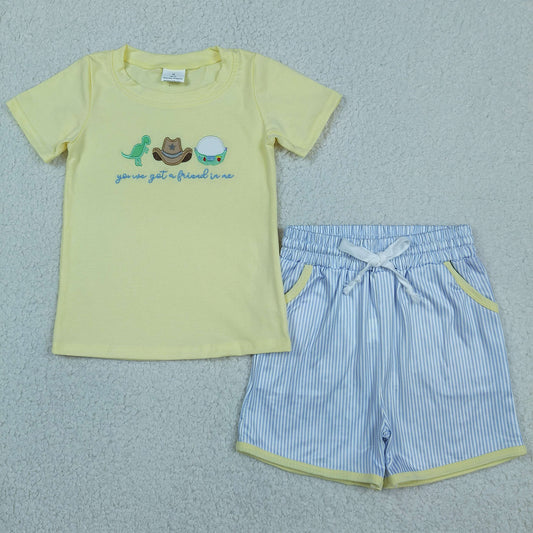 Sibling Baby Boys Girls Kids Short Sleeves Cartoon Rompers Set Embroidery Clothes