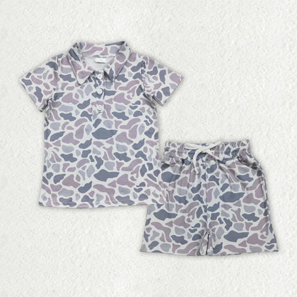 RTS Sibling Baby Boys Kids Short Sleeves Camo Buttons Shirts Pockets Shorts Sets Summer Clothes