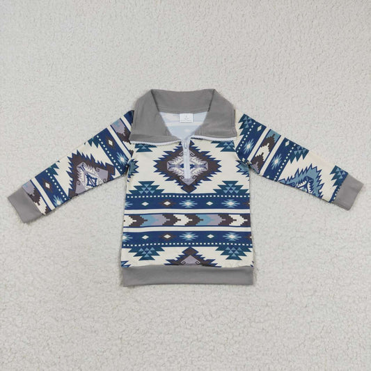 USA Shop Baby Boys Kids Long Sleeves Aztec Western Zipper Pullover Shirt Tops