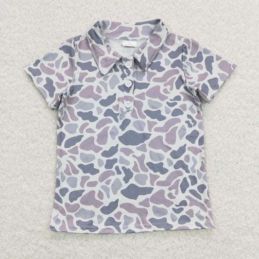 USA Shop Baby Boys Kids Short Sleeves Grey Camo Buttons Shirt Tops Clothes
