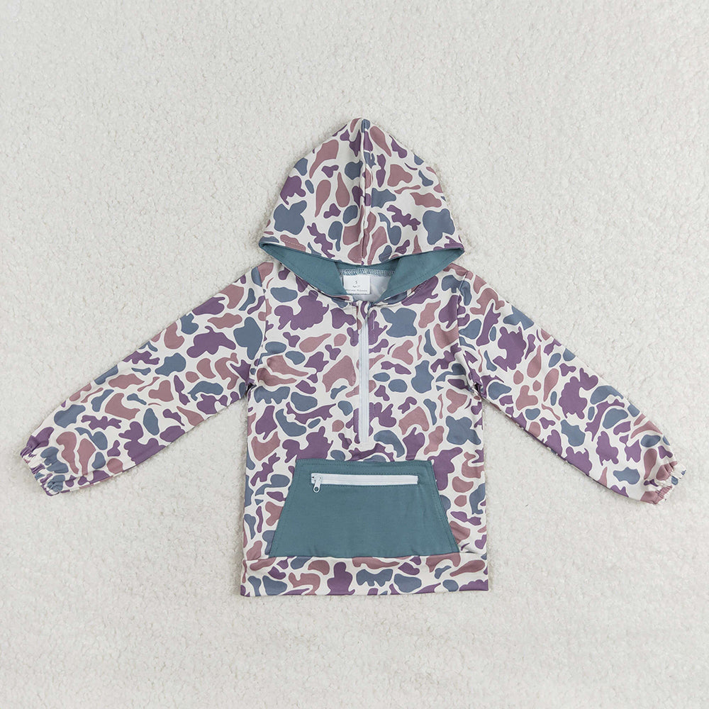 USA Shop Baby Boys Kids Long Sleeves Camo Hoodie Zipper Pocket Pullover Shirt Clothes