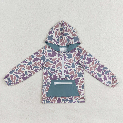 USA Shop Baby Boys Kids Long Sleeves Camo Hoodie Zipper Pocket Pullover Shirt Clothes