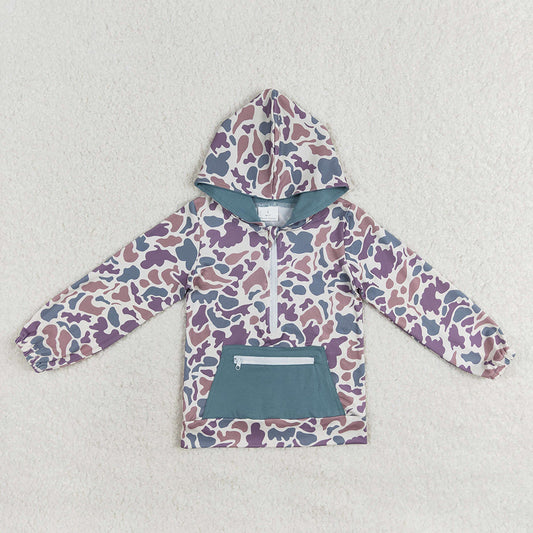 USA Shop Baby Boys Kids Long Sleeves Camo Hoodie Zipper Pocket Pullover Shirt Clothes