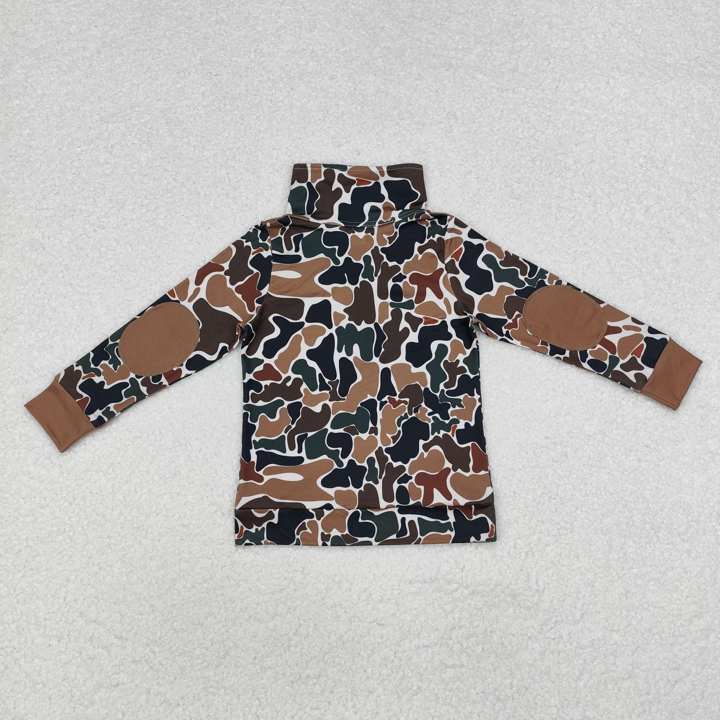 USA Shop Baby Boys Kids Long Sleeves Brown Camo Zipper Pullover Shirt
