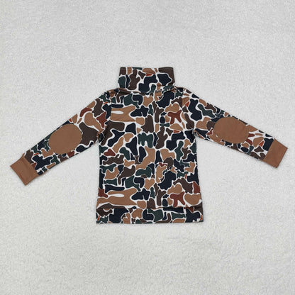 USA Shop Baby Boys Kids Long Sleeves Brown Camo Zipper Pullover Shirt