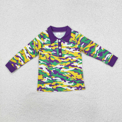 Sibling Baby Boys Kids Mardi Gras Buttons Zipper Pullovers Shirts Tops