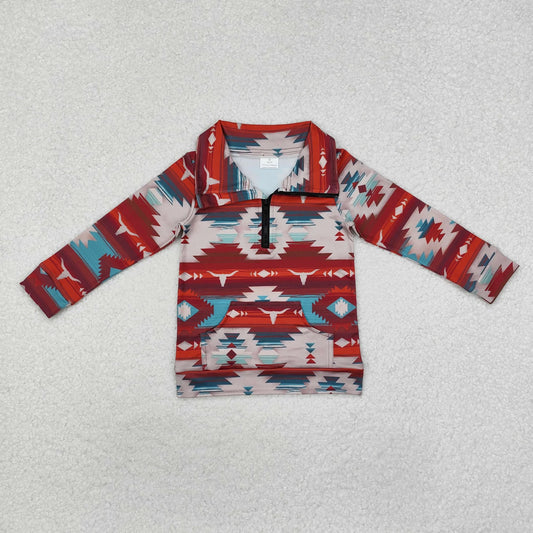 USA Shop Baby Boys Kids Long Sleeves Aztec Zipper Pullover Western Shirt Tops