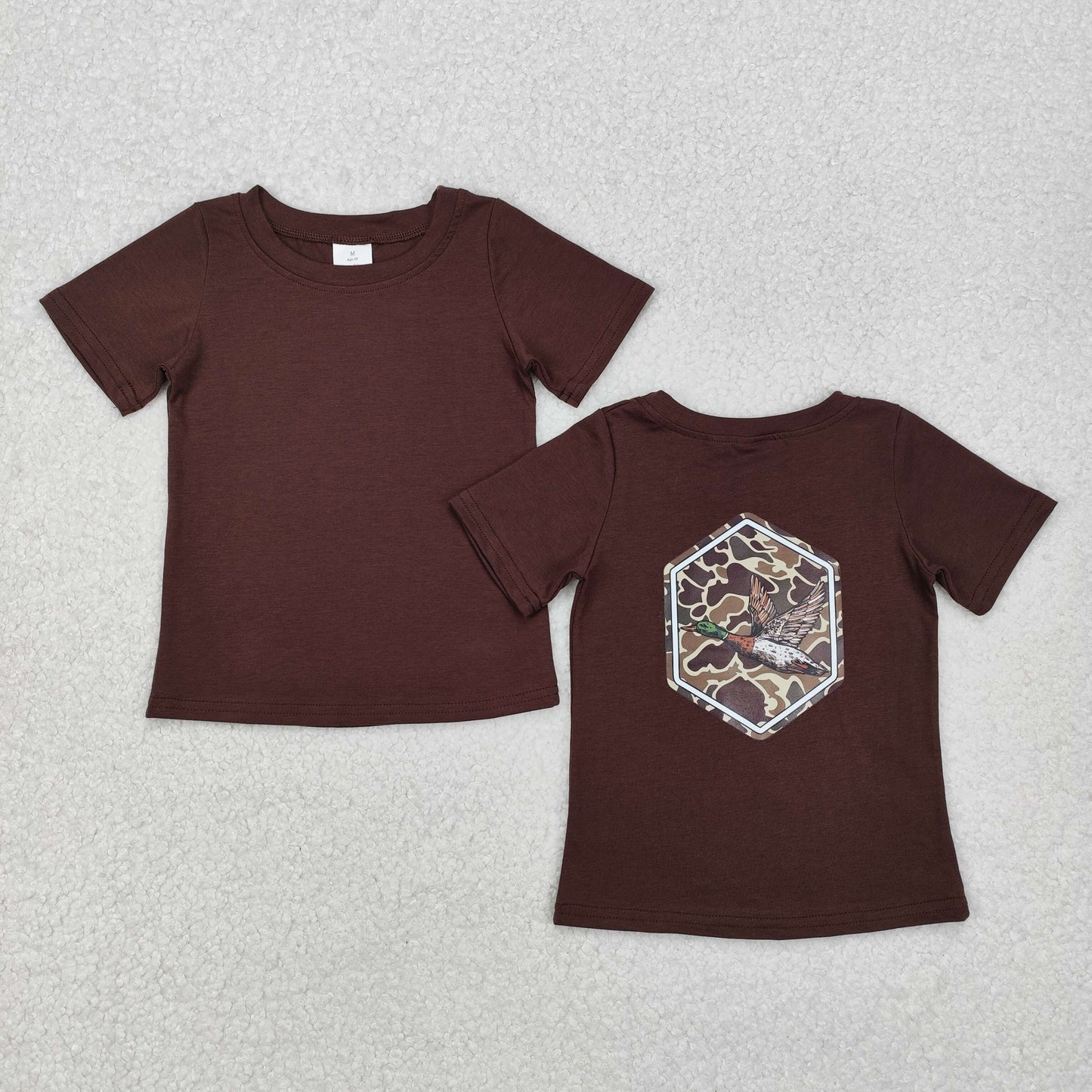 USA Shop Baby Boys Kids Short Sleeves Duck Camo Brown Tee Shirt