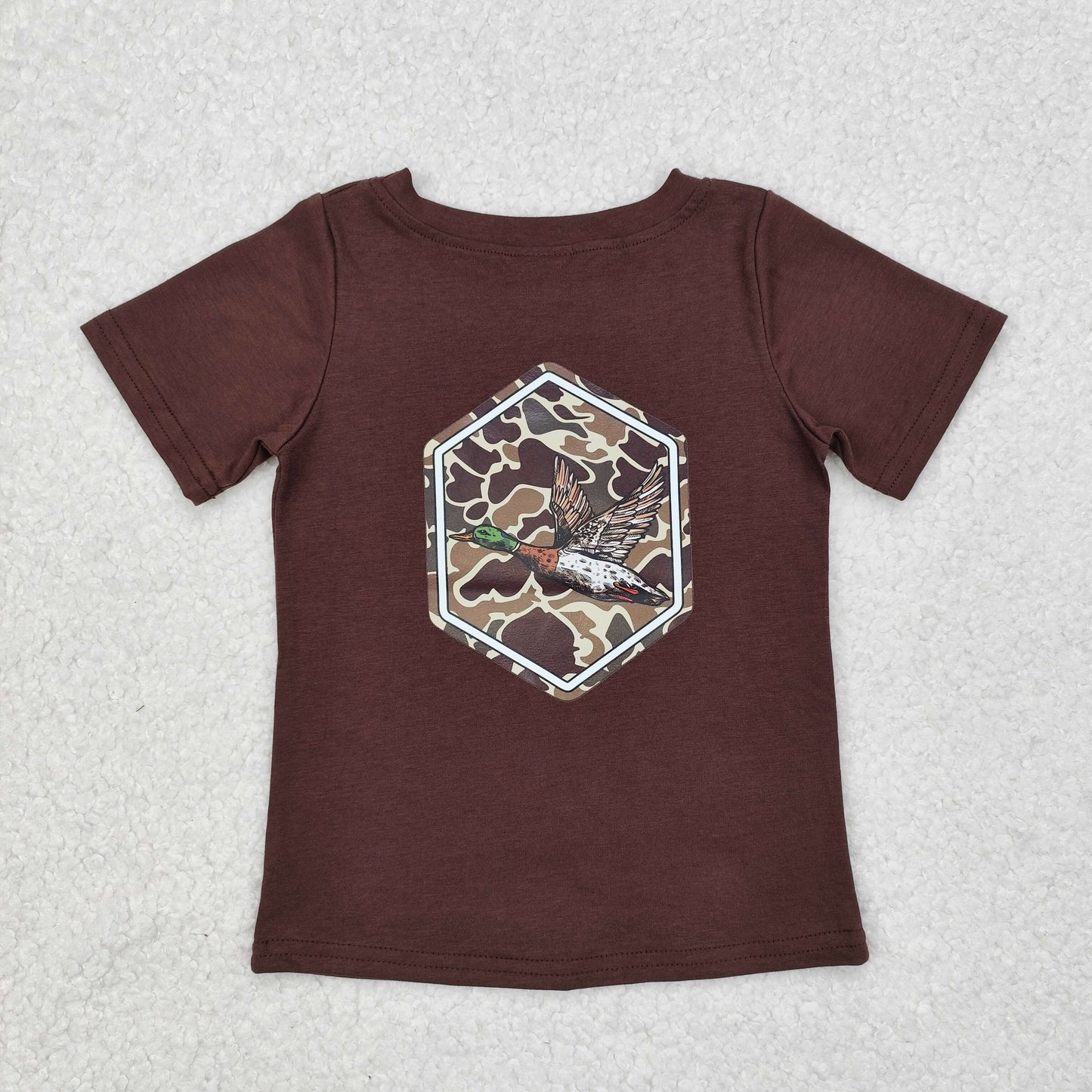 USA Shop Baby Boys Kids Short Sleeves Duck Camo Brown Tee Shirt