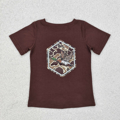 USA Shop Baby Boys Kids Short Sleeves Duck Camo Brown Tee Shirt