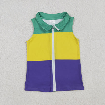 Sibling Baby Boys Kids Mardi Gras Buttons Zipper Pullovers Shirts Tops