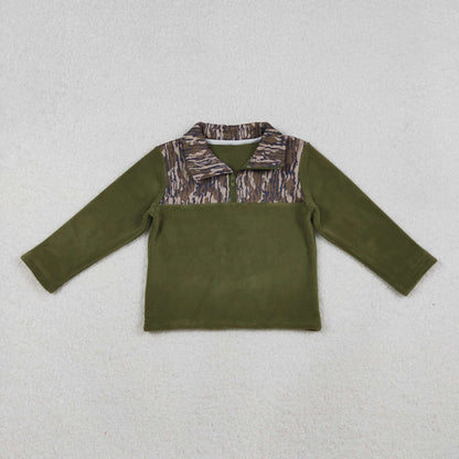 RTS Sibling Baby Boys Girls Long Sleeves Camo Hearts Bows Santa Print Zipper Fleece Pullovers Shirts Tops