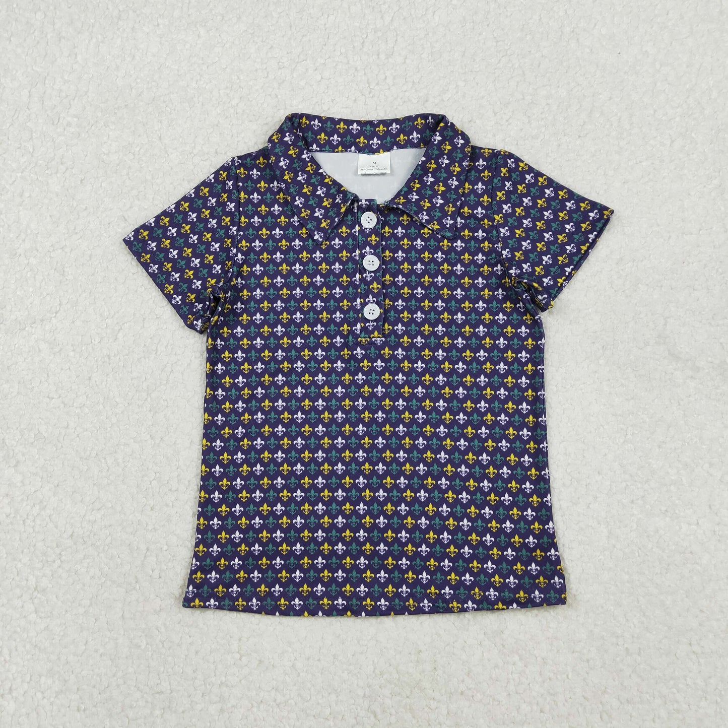 Sibling Baby Boys Kids Short Sleeves Mardi Gras Buttons Shirts Tops
