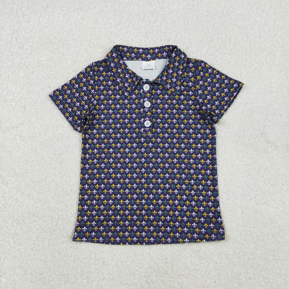 Sibling Baby Boys Kids Short Sleeves Mardi Gras Buttons Shirts Tops