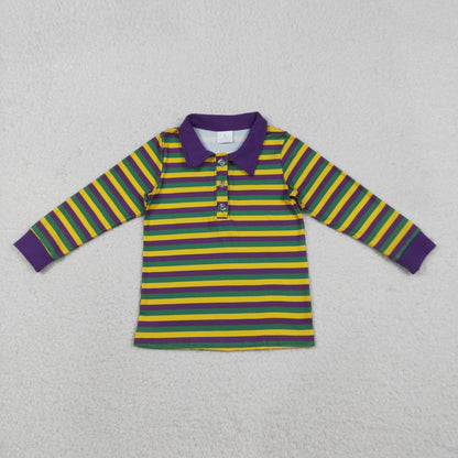 Sibling Baby Boys Kids Mardi Gras Buttons Zipper Pullovers Shirts Tops