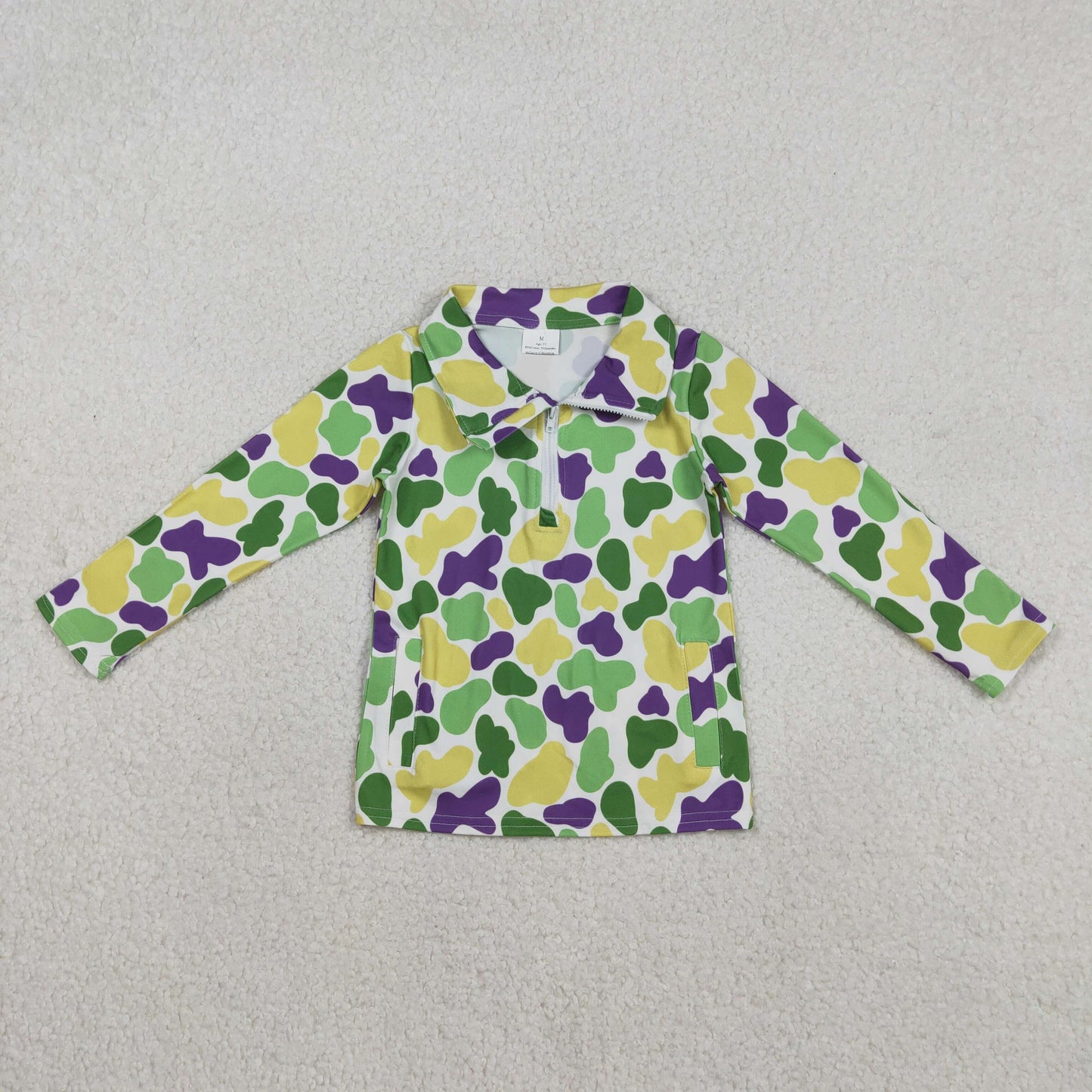Sibling Baby Boys Kids Mardi Gras Buttons Zipper Pullovers Shirts Tops