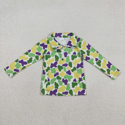 Sibling Baby Boys Kids Mardi Gras Buttons Zipper Pullovers Shirts Tops