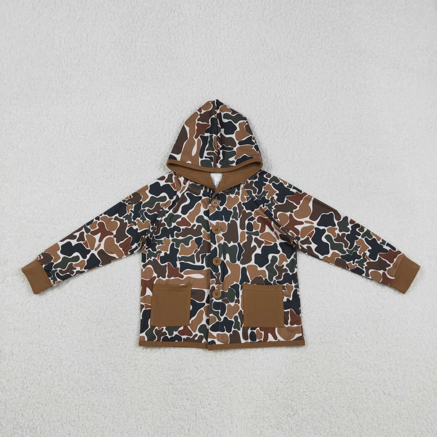Sibling Baby Boys Kids Southern Camo Print Hoodie Pockets Buttons Shirts Coats