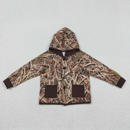 Sibling Baby Boys Kids Southern Camo Print Hoodie Pockets Buttons Shirts Coats