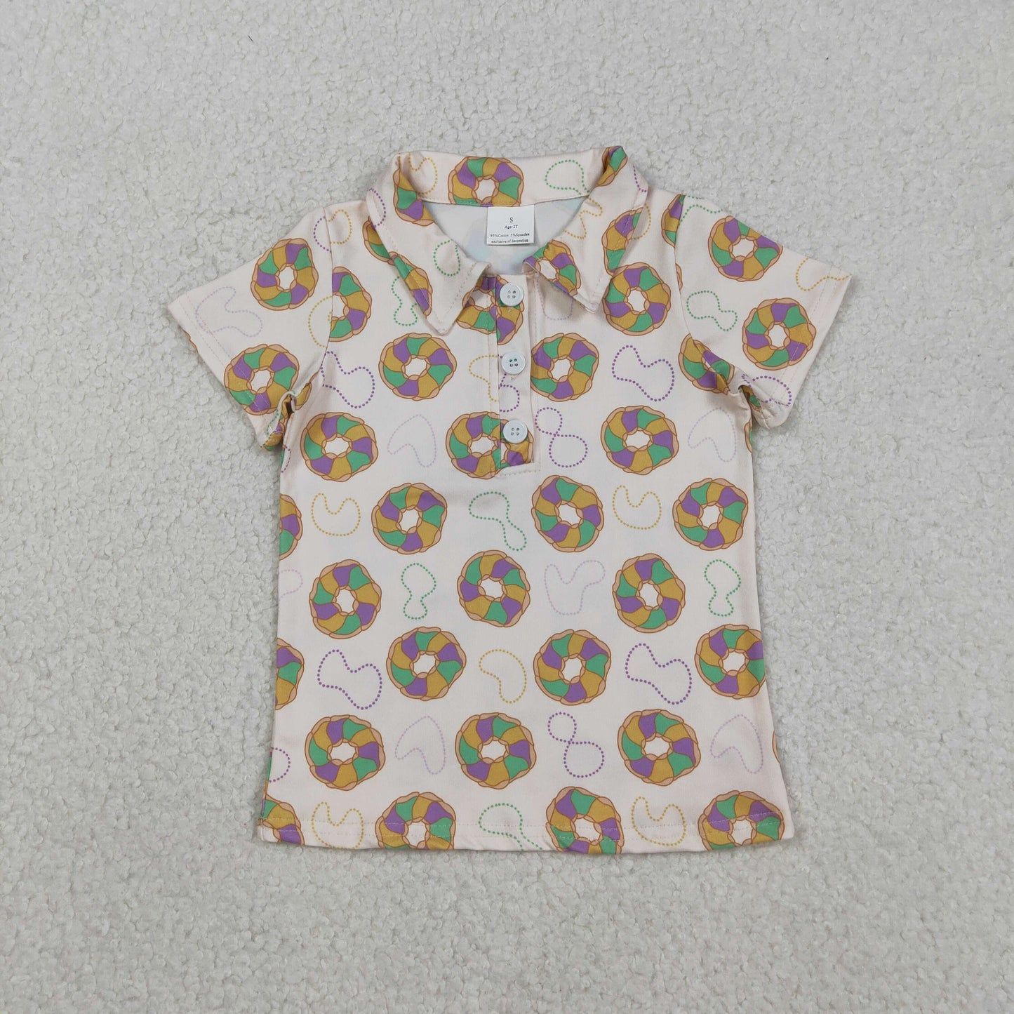 Sibling Baby Boys Kids Short Sleeves Mardi Gras Buttons Shirts Tops