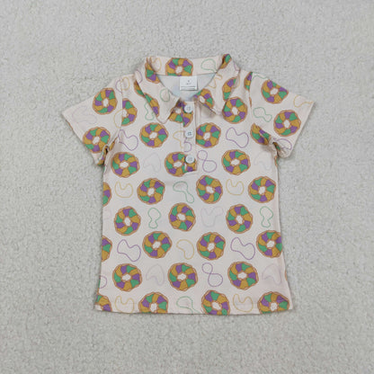 Sibling Baby Boys Kids Short Sleeves Mardi Gras Buttons Shirts Tops