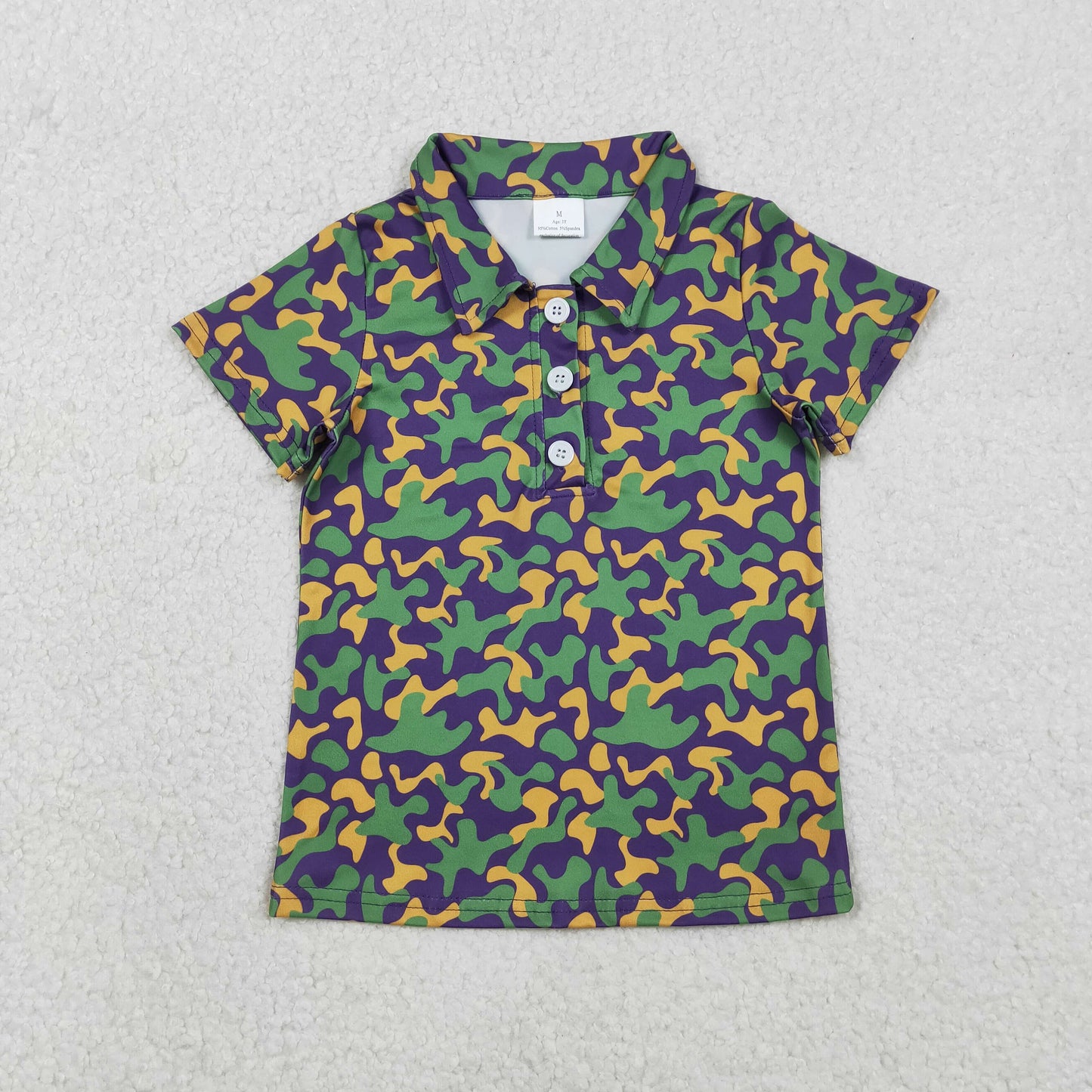 Sibling Baby Boys Kids Short Sleeves Mardi Gras Buttons Shirts Tops