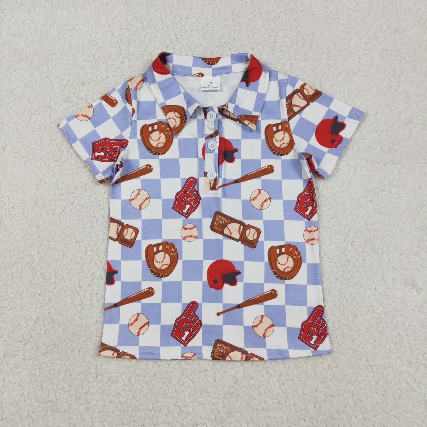 Sibling Baby Boys Kids Short Sleeves Baseballs Buttons Polo Shirts Tops Clothes