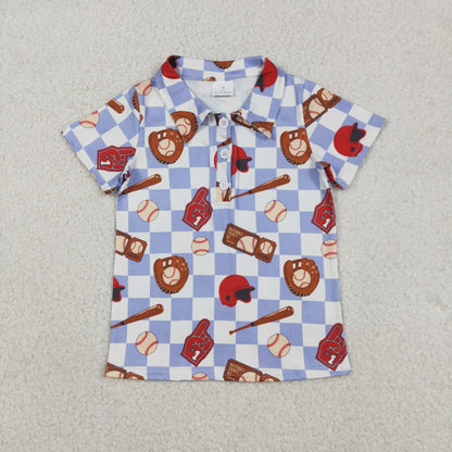 Sibling Baby Boys Kids Short Sleeves Baseballs Buttons Polo Shirts Tops Clothes