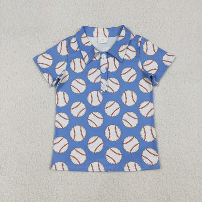 Sibling Baby Boys Kids Short Sleeves Baseballs Buttons Polo Shirts Tops Clothes