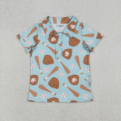 Sibling Baby Boys Kids Short Sleeves Baseballs Buttons Polo Shirts Tops Clothes