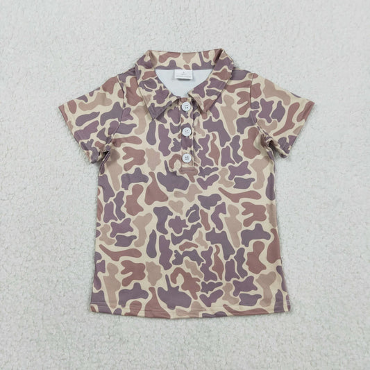 USA Shop Baby Boys Short Sleeves Camo Print Buttons Polo Shirt Tops