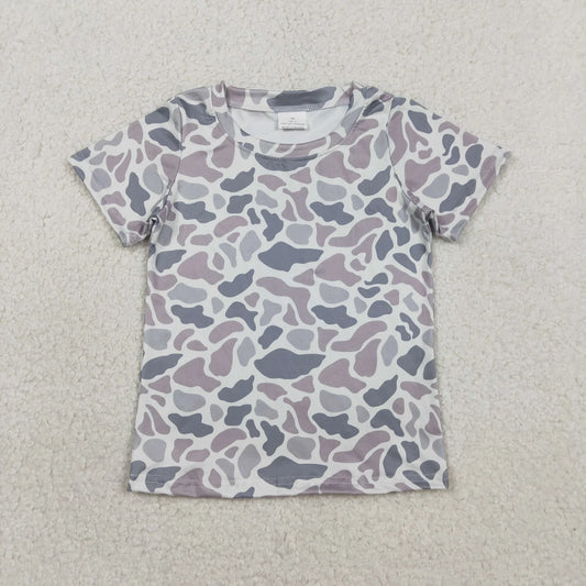 RTS Baby Boys Kids Short Sleeves Grey Camo Print Shirt Tops