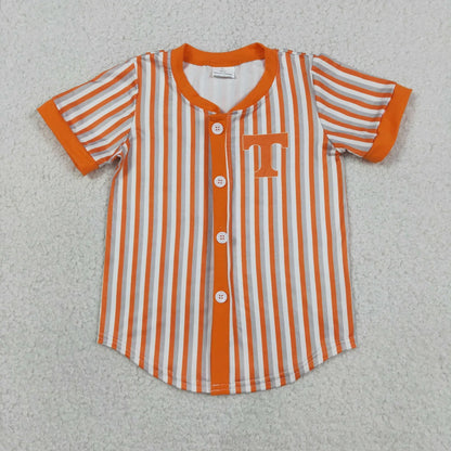 Sibling Baby Boy Kids Short Sleeves Stripes Buttons Shirts Team Tops Clothes