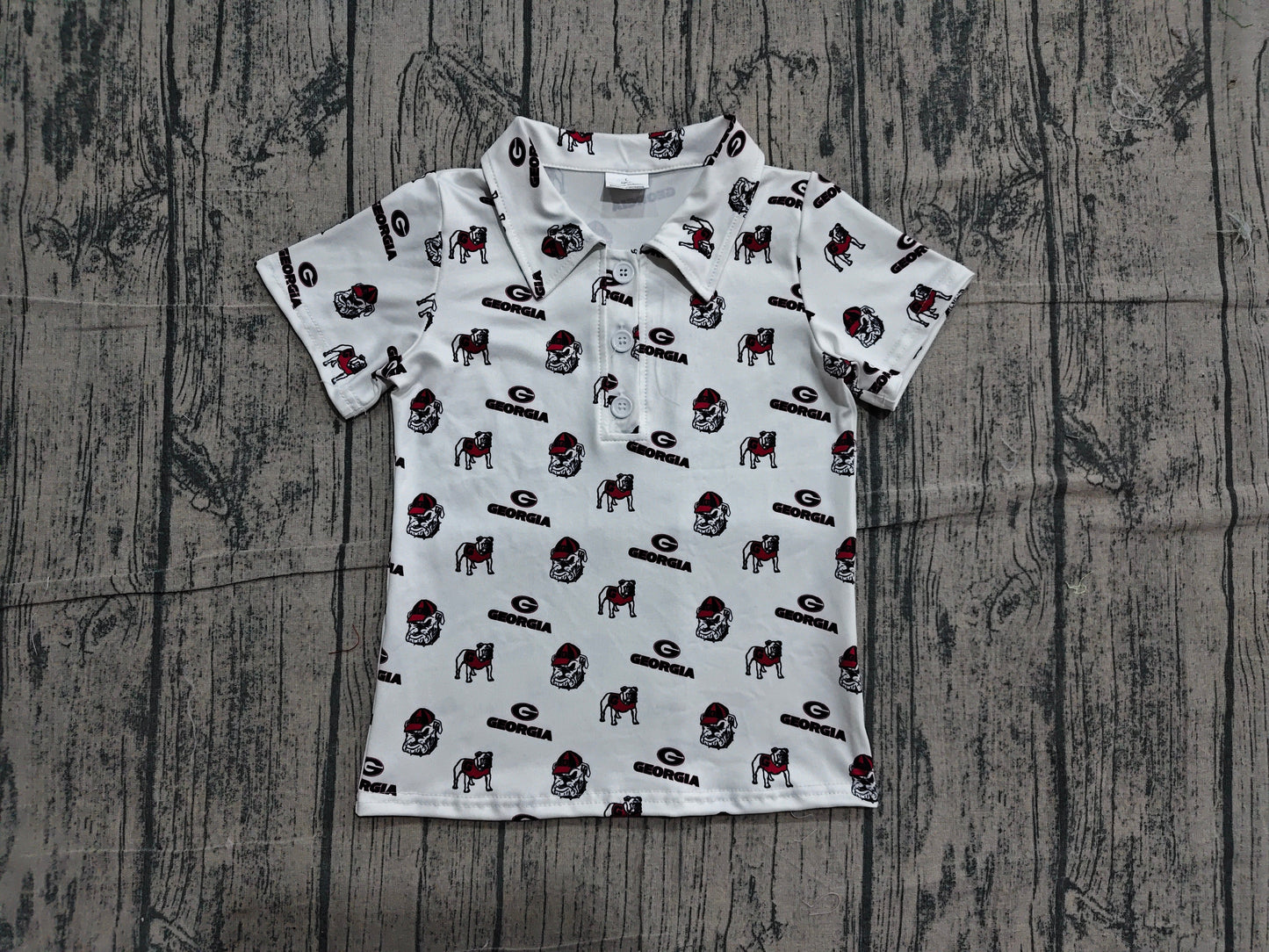 Preorder Baby Boys Kids Short Sleeves Dogs Buttons Shirt Team Tops