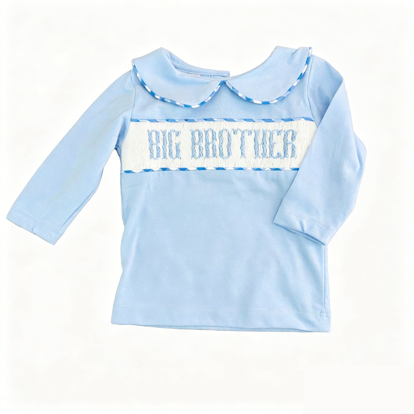 Preorder Baby Boys Kids Blue Long Sleeve Big Brother Shirts Tops Clothes ( Moq 5 )