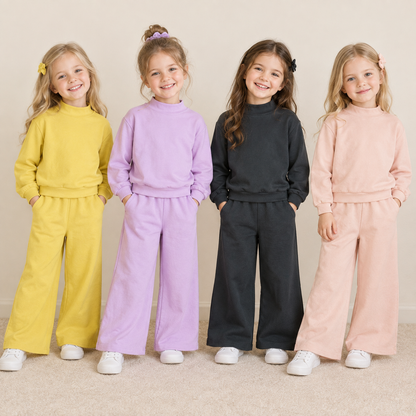 Sibling Baby Girl Kids Long Sleeves Shirts Pockets Pants Sets Cotton Clothes