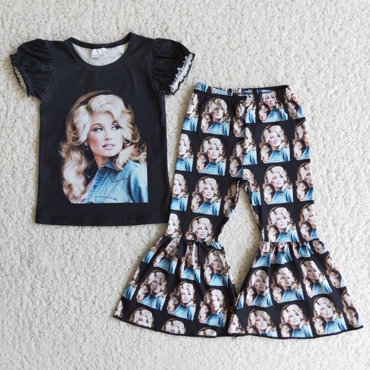 Promotion Baby Girl Short Sleeves Singer Shirt Bell Set