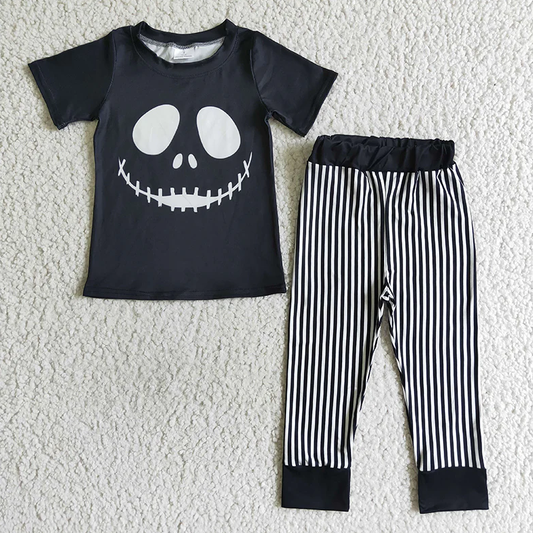Promotion Baby Boy Halloween Short Sleeves Shirts Stripes Pants Outfit