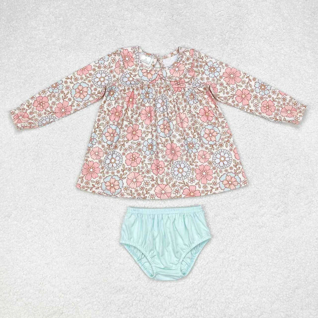 RTS Sibling Baby Girls Kids Long Sleeves Flower Bubble Romper Set Clothes
