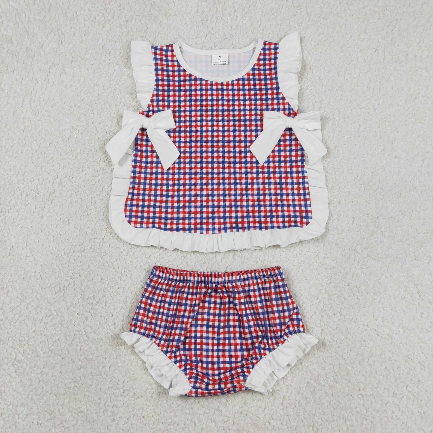 Sibling Baby Boys Girls Kids Plaid Tops Bummie Shorts Sets Summer Clothes