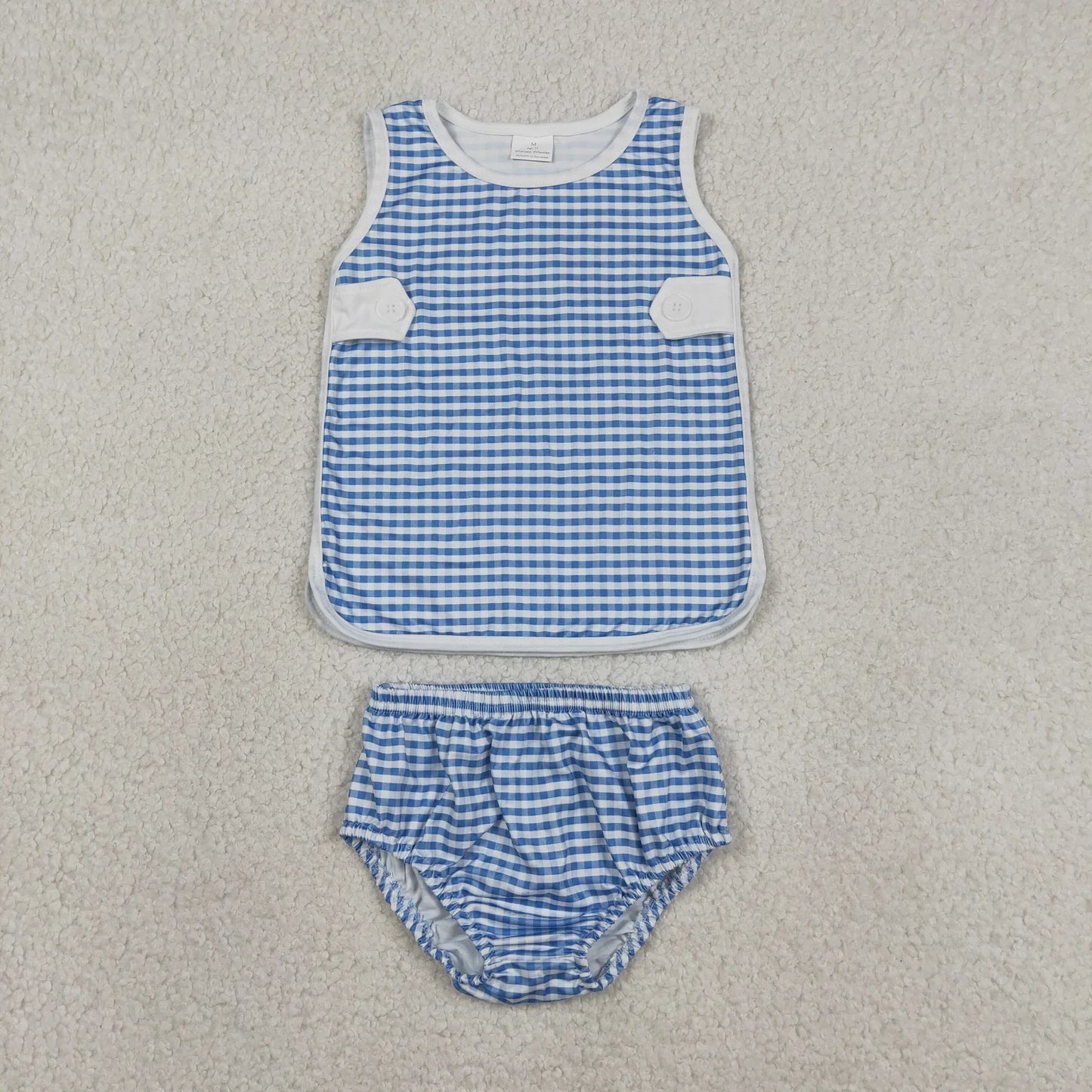 Sibling Baby Boys Girls Kids Plaid Tops Bummie Shorts Sets Summer Clothes