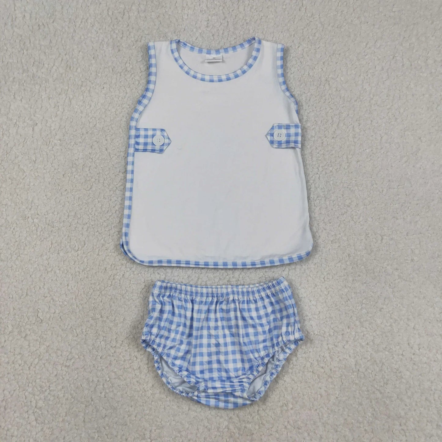 Sibling Baby Boys Girls Kids Plaid Tops Bummie Shorts Sets Summer Clothes