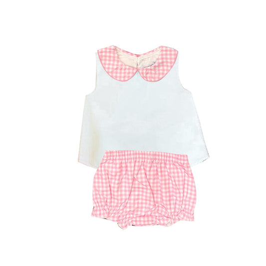 GBO0538 Preorder Baby Girls Kids Sleeveless Tops Red Plaid Bummie Set Summer Clothes