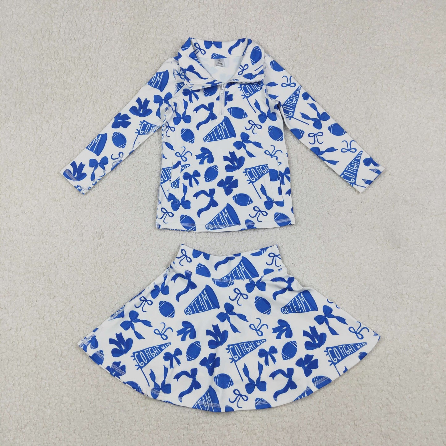 Sibling Girls Kids Bows Football Zipper Shirts Yoga Active Skorts Team Clothes Sets