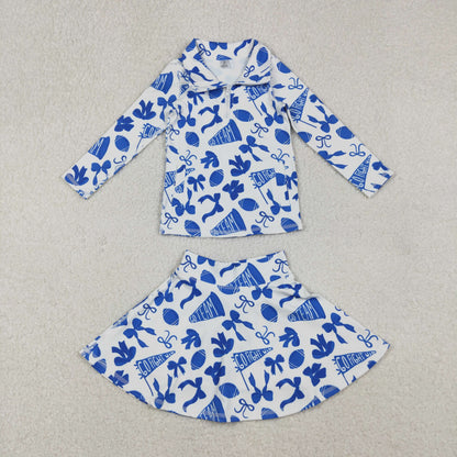 Sibling Girls Kids Bows Football Zipper Shirts Yoga Active Skorts Team Clothes Sets