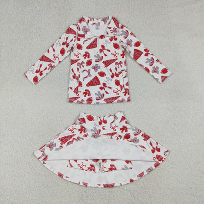 Sibling Girls Kids Bows Football Zipper Shirts Yoga Active Skorts Team Clothes Sets